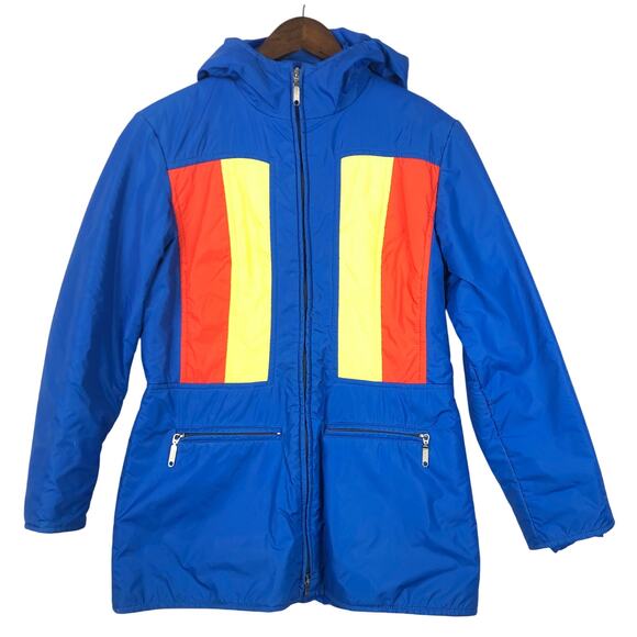 Vintage Number One Sun Puffer Insulated Jacket Retro Blue Yellow Red Med (?) GUC - Picture 1 of 14